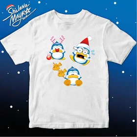 Прикольные футболки: Новогодние пингвины